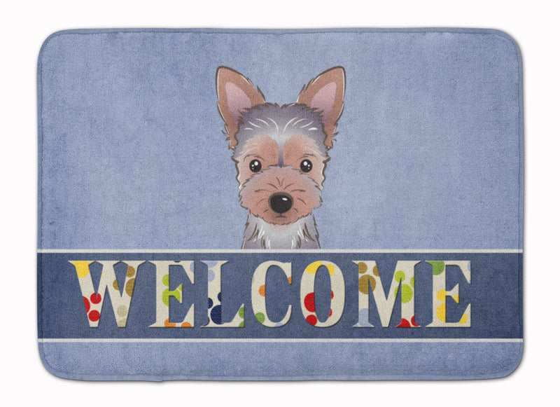 Yorkie Puppy Welcome Machine Washable Memory Foam Mat BB1418RUG