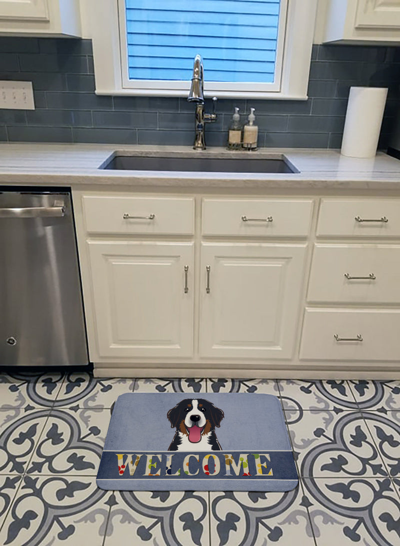 Bernese Mountain Dog Welcome Machine Washable Memory Foam Mat BB1423RUG