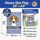 Beagle Welcome House Flag 28x40 Porch Sleeve Pole Decorative Outside Yard Banner Artwork Wall Hanging, Polyester