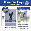Min Pin Welcome House Flag 28x40 Porch Sleeve Pole Decorative Outside Yard Banner Artwork Wall Hanging, Polyester