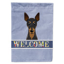 Min Pin Welcome House Flag 28x40 Porch Sleeve Pole Decorative Outside Yard Banner Artwork Wall Hanging, Polyester