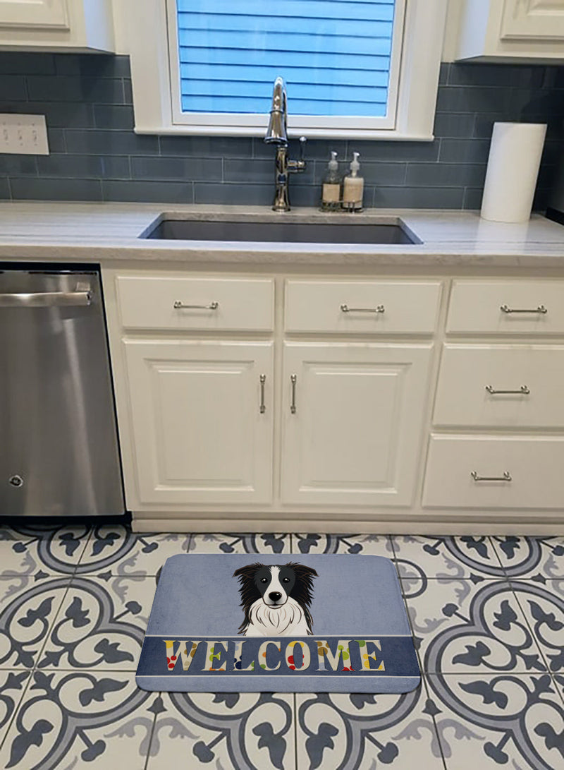 Border Collie Welcome Machine Washable Memory Foam Mat BB1427RUG