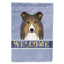 Sheltie Welcome House Flag 28x40 Porch Sleeve Pole Decorative Outside Yard Banner Artwork Wall Hanging, Polyester