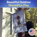 Doberman Welcome House Flag 28x40 Porch Sleeve Pole Decorative Outside Yard Banner Artwork Wall Hanging, Polyester