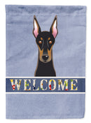 Doberman Welcome House Flag 28x40 Porch Sleeve Pole Decorative Outside Yard Banner Artwork Wall Hanging, Polyester