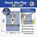 Wire Haired Fox Terrier Welcome House Flag 28x40 Porch Sleeve Pole Decorative Outside Yard Banner Artwork Wall Hanging, Polyester