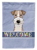 Wire Haired Fox Terrier Welcome House Flag 28x40 Porch Sleeve Pole Decorative Outside Yard Banner Artwork Wall Hanging, Polyester