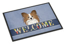 Papillon Welcome Doormat Indoor Outdoor 24H X 36W Front Door Mat Rugs for Entryway, Non Slip Washable Low Pile,
