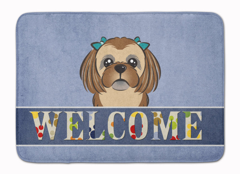 Chocolate Brown Shih Tzu Welcome Machine Washable Memory Foam Mat BB1435RUG