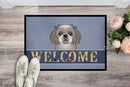 Gray Silver Shih Tzu Welcome Doormat Indoor Outdoor 24H X 36W Front Door Mat Rugs for Entryway, Non Slip Washable Low Pile,