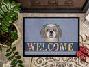 Gray Silver Shih Tzu Welcome Doormat Indoor Outdoor 24H X 36W Front Door Mat Rugs for Entryway, Non Slip Washable Low Pile,