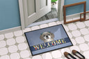 Gray Silver Shih Tzu Welcome Doormat Indoor Outdoor 24H X 36W Front Door Mat Rugs for Entryway, Non Slip Washable Low Pile,