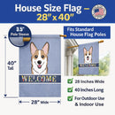 Sable Corgi Welcome House Flag 28x40 Porch Sleeve Pole Decorative Outside Yard Banner Artwork Wall Hanging, Polyester