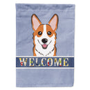 Red Corgi Welcome House Flag 28x40 Porch Sleeve Pole Decorative Outside Yard Banner Artwork Wall Hanging, Polyester