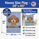 Chocolate Brown Poodle Welcome House Flag 28x40 Porch Sleeve Pole Decorative Outside Yard Banner Artwork Wall Hanging, Polyester