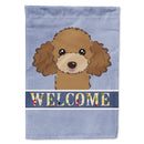 Chocolate Brown Poodle Welcome House Flag 28x40 Porch Sleeve Pole Decorative Outside Yard Banner Artwork Wall Hanging, Polyester