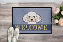 White Poodle Welcome Doormat Indoor Outdoor 24H X 36W Front Door Mat Rugs for Entryway, Non Slip Washable Low Pile,