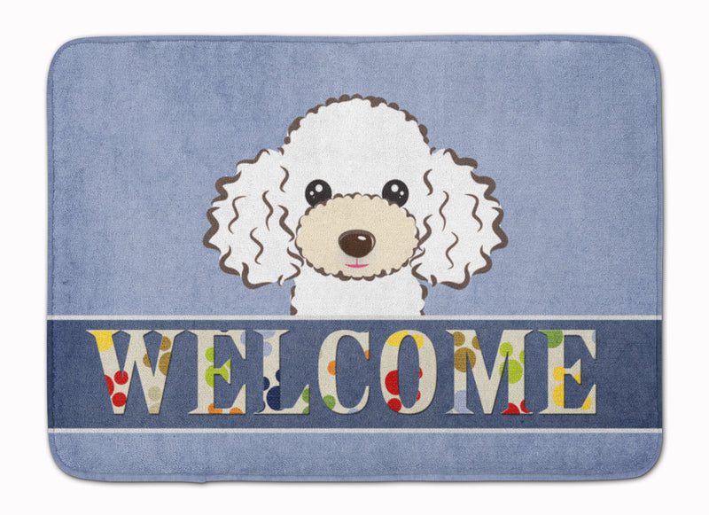 White Poodle Welcome Machine Washable Memory Foam Mat BB1443RUG