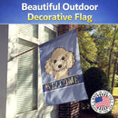Buff Poodle Welcome House Flag 28x40 Porch Sleeve Pole Decorative Outside Yard Banner Artwork Wall Hanging, Polyester