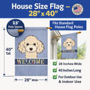 Buff Poodle Welcome House Flag 28x40 Porch Sleeve Pole Decorative Outside Yard Banner Artwork Wall Hanging, Polyester