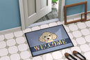 Buff Poodle Welcome Doormat Indoor Outdoor 24H X 36W Front Door Mat Rugs for Entryway, Non Slip Washable Low Pile,