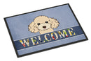 Buff Poodle Welcome Doormat Indoor Outdoor 24H X 36W Front Door Mat Rugs for Entryway, Non Slip Washable Low Pile,