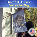 Silver Gray Poodle Welcome House Flag 28x40 Porch Sleeve Pole Decorative Outside Yard Banner Artwork Wall Hanging, Polyester