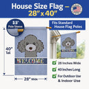 Silver Gray Poodle Welcome House Flag 28x40 Porch Sleeve Pole Decorative Outside Yard Banner Artwork Wall Hanging, Polyester