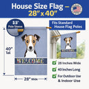 Jack Russell Terrier Welcome House Flag 28x40 Porch Sleeve Pole Decorative Outside Yard Banner Artwork Wall Hanging, Polyester