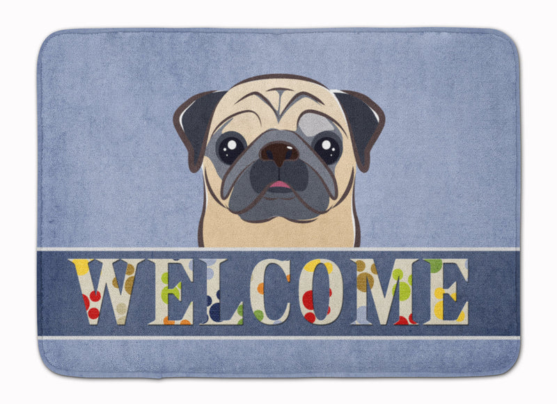 Fawn Pug Welcome Machine Washable Memory Foam Mat BB1448RUG