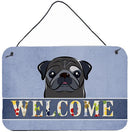 Black Pug Welcome Wall or Door Hanging Prints BB1449DS812
