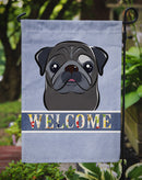 Black Pug Welcome Garden Flag – Decorative Outdoor Yard Flag BB1449GF