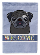 Black Pug Welcome Garden Flag – Decorative Outdoor Yard Flag BB1449GF