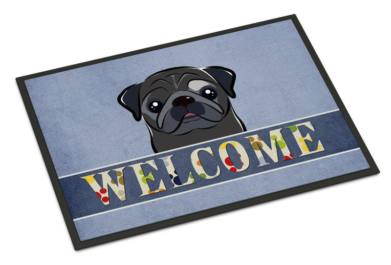 Black Pug Welcome Doormat - 18x27 Decorative Floor Mat – Indoor/Outdoor Rug with Artistic Flair BB1449MAT