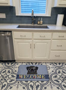 Black Pug Welcome Machine Washable Memory Foam Mat BB1449RUG