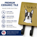 Boston Terrier Spoiled Dog Lives Here Leash or Key Holder Wall Hooks, Coat Rack Wall Mount, for Hanging Keys, Towels, Aprons, Leashes