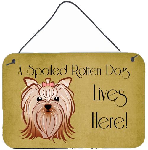 Yorkie Yorkishire Terrier Spoiled Dog Lives Here Wall or Door Hanging Prints BB1452DS812