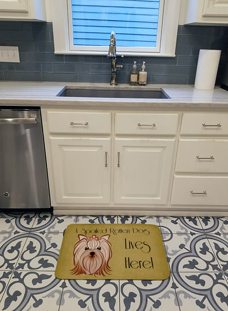 Yorkie Yorkishire Terrier Spoiled Dog Lives Here Machine Washable Memory Foam Mat BB1452RUG