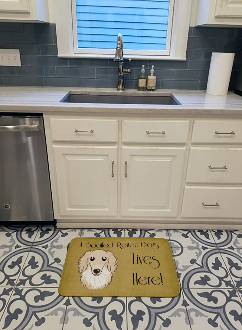 Longhair Creme Dachshund Spoiled Dog Lives Here Machine Washable Memory Foam Mat BB1460RUG