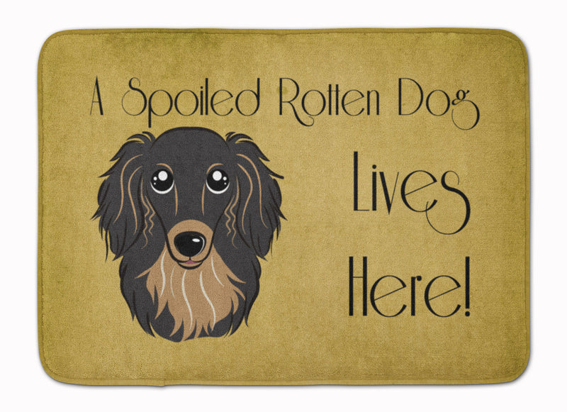 Longhair Black and Tan Dachshund Spoiled Dog Lives Here Machine Washable Memory Foam Mat BB1461RUG