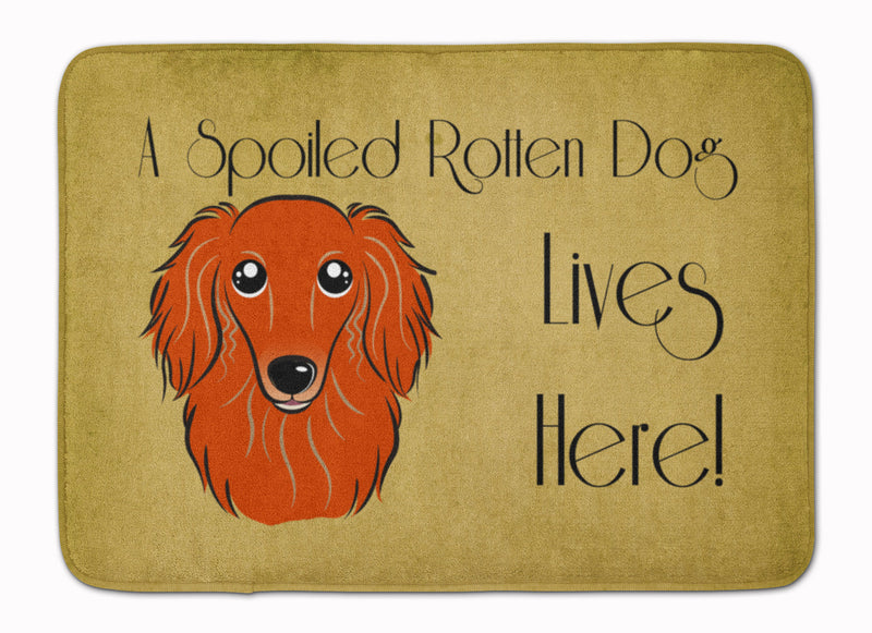 Longhair Red Dachshund Spoiled Dog Lives Here Machine Washable Memory Foam Mat BB1462RUG