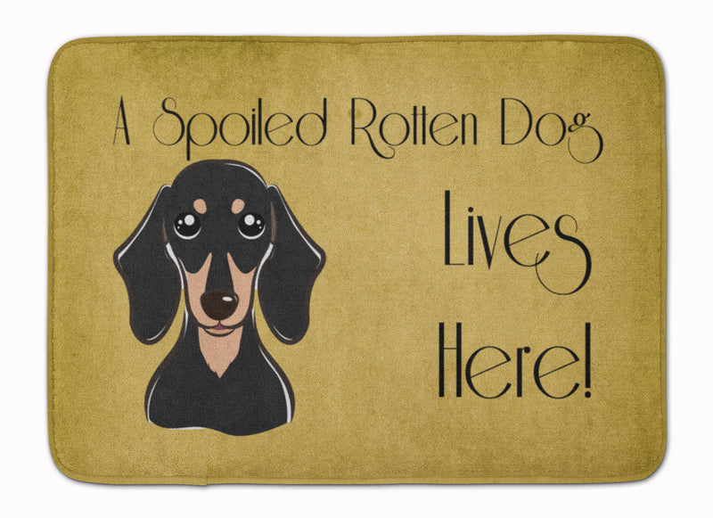 Smooth Black and Tan Dachshund Spoiled Dog Lives Here Machine Washable Memory Foam Mat BB1463RUG