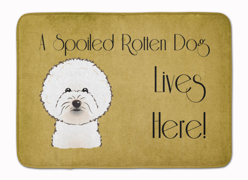 Bichon Frise Spoiled Dog Lives Here Machine Washable Memory Foam Mat BB1465RUG