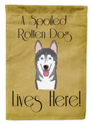 Alaskan Malamute Spoiled Dog Lives Here Garden Flag – Funny Gold Background Dog Decor BB1466GF