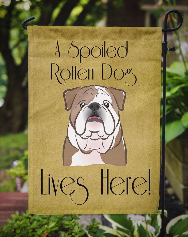 English Bulldog  Spoiled Dog Lives Here Flag Garden Size BB1467GF