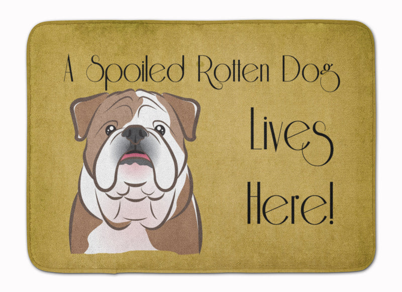 English Bulldog  Spoiled Dog Lives Here Machine Washable Memory Foam Mat BB1467RUG