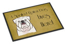 White English Bulldog  Spoiled Dog Lives Here Doormat Indoor Outdoor 24H X 36W Front Door Mat Rugs for Entryway, Non Slip Washable Low Pile,