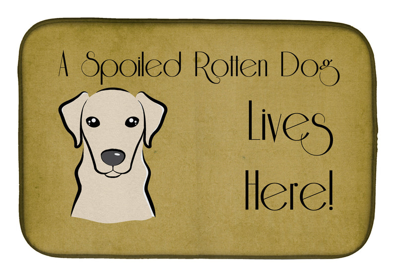 Yellow Labrador Spoiled Dog Lives Here Dish Drying Mat BB1470DDM