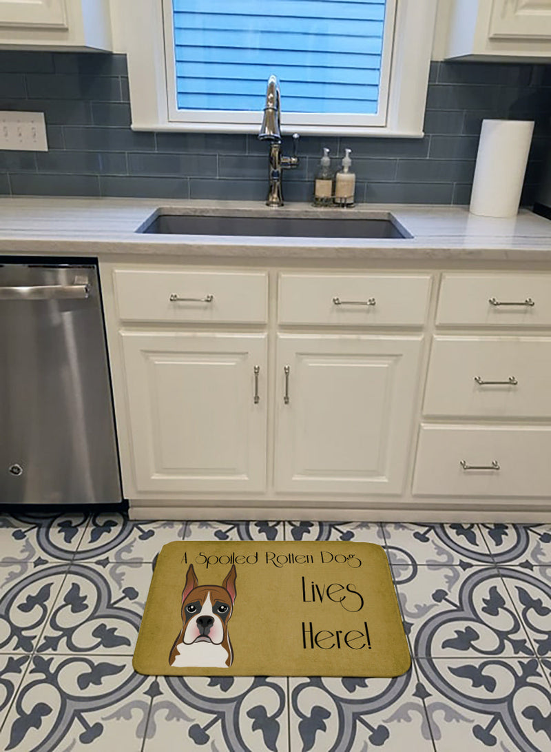 Boxer Spoiled Dog Lives Here Machine Washable Memory Foam Mat BB1471RUG