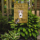 Borzoi Spoiled Dog Lives Here Garden Flag – Funny Gold Background Dog Decor BB1476GF